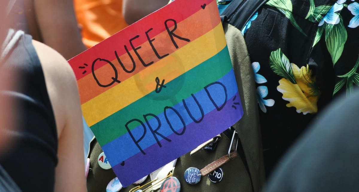 Queer sign at protest